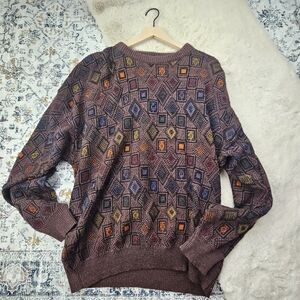 Jantzen Classics Rainbow Multicolor Crewneck Sweater Vintage XL